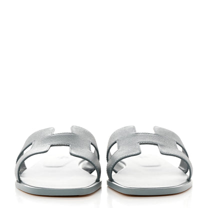 Hermes Epsom Oran Sandals 39.5 Gris Antarctique 2 of 9