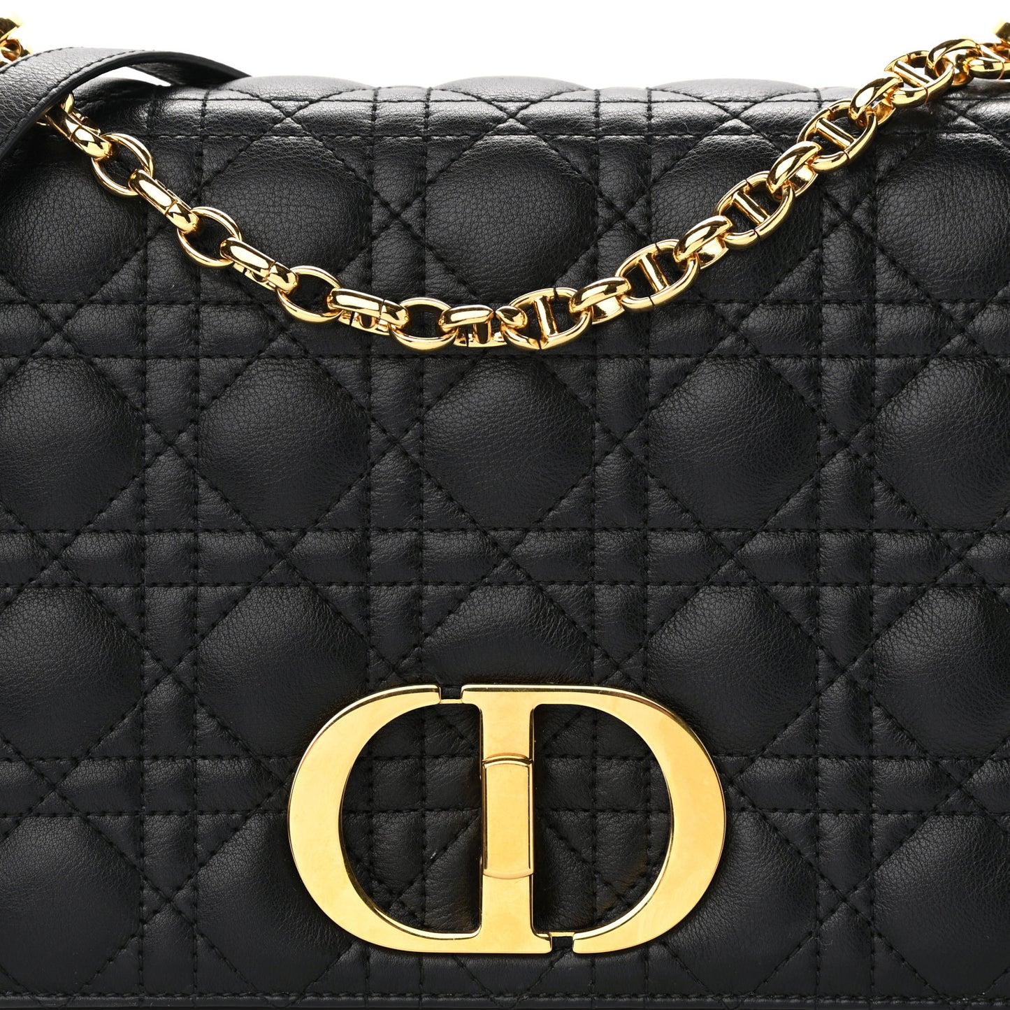 Grained Calfskin Cannage Large Caro Bag Black