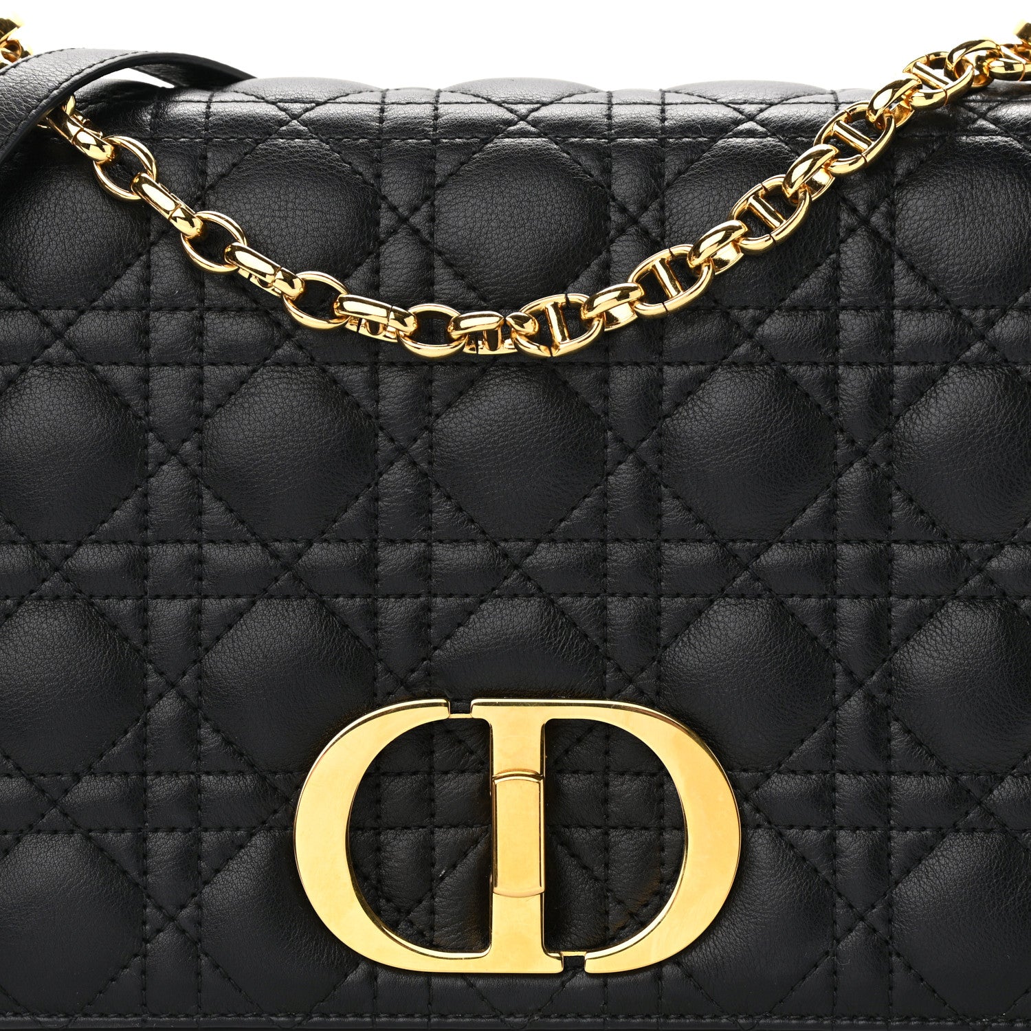 Christian Dior Grained Calfskin Cannage Large Caro Bag Black 8 of 13