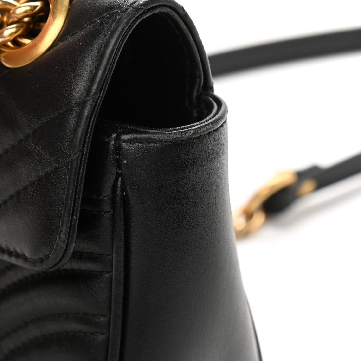 Gucci Calfskin Matelasse Mini GG Marmont Shoulder Bag Black 12 of 17