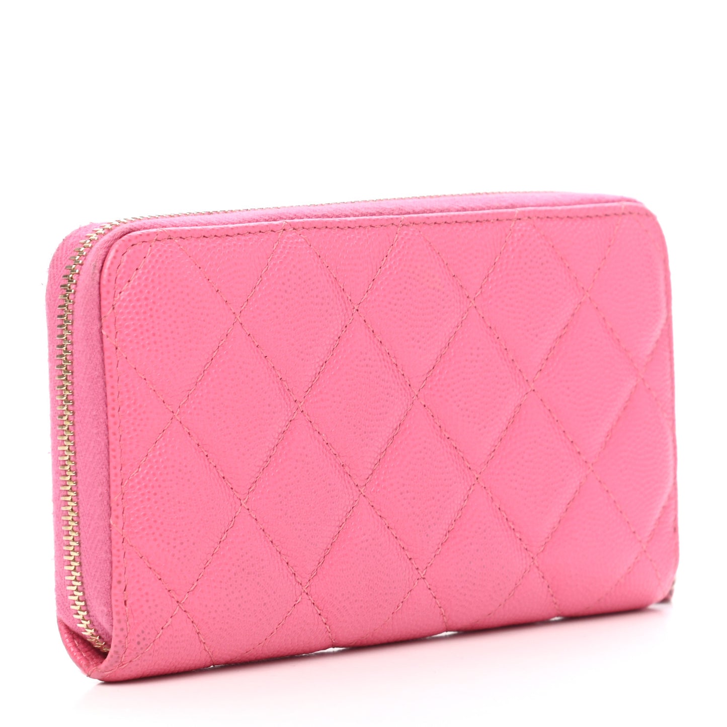 Caviar Quilted Medium Zip Around Wallet Pink
