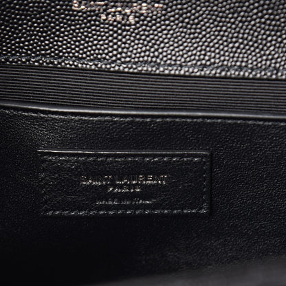 Saint Laurent Grain De Poudre Textured Mixed Matelasse Triquilt Medium Monogram Satchel Black 6 of 9