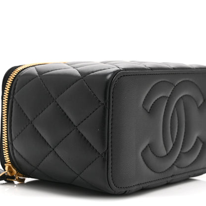 Chanel Lambskin Enamel Quilted Small Coco Hearts Vanity Case With Chain Black 10 of 11