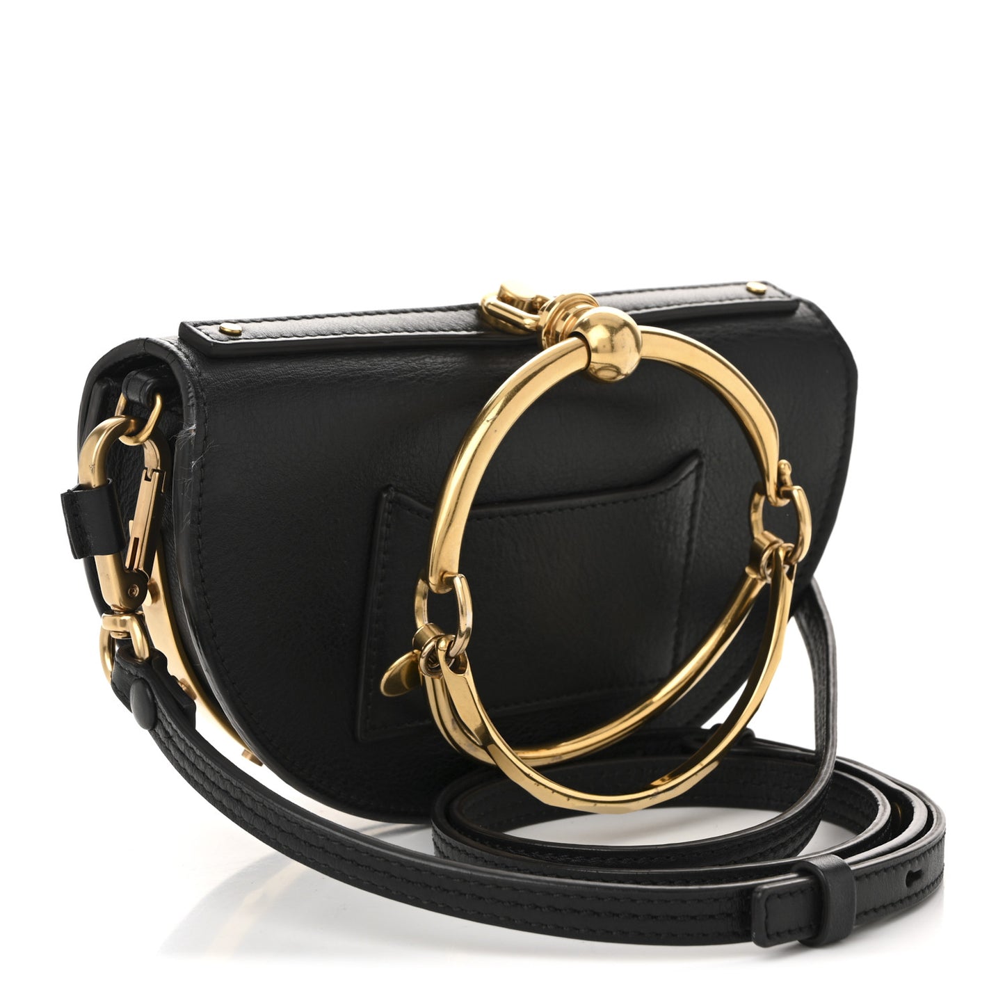Calfskin Small Nile Bracelet Minaudiere Bag Black