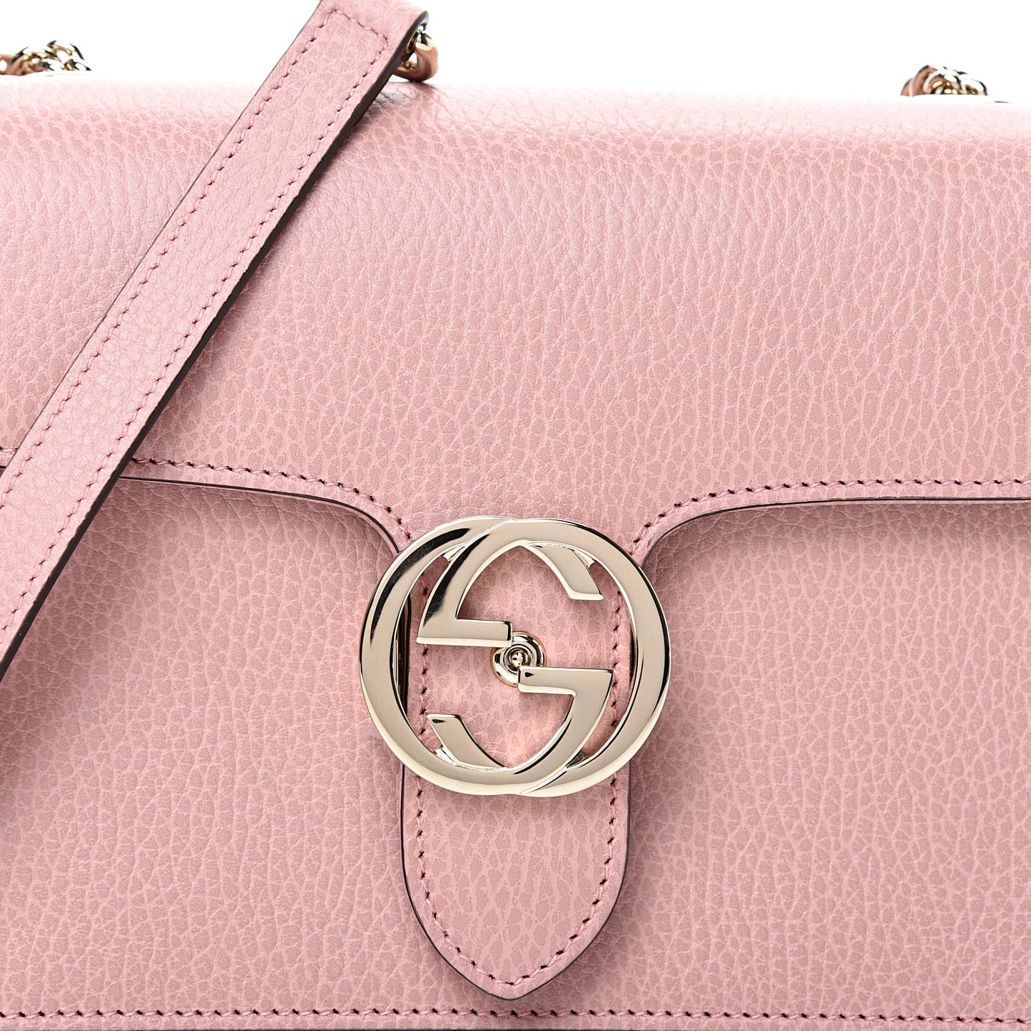 Dollar Calfskin Small Interlocking G Shoulder Bag Soft Pink