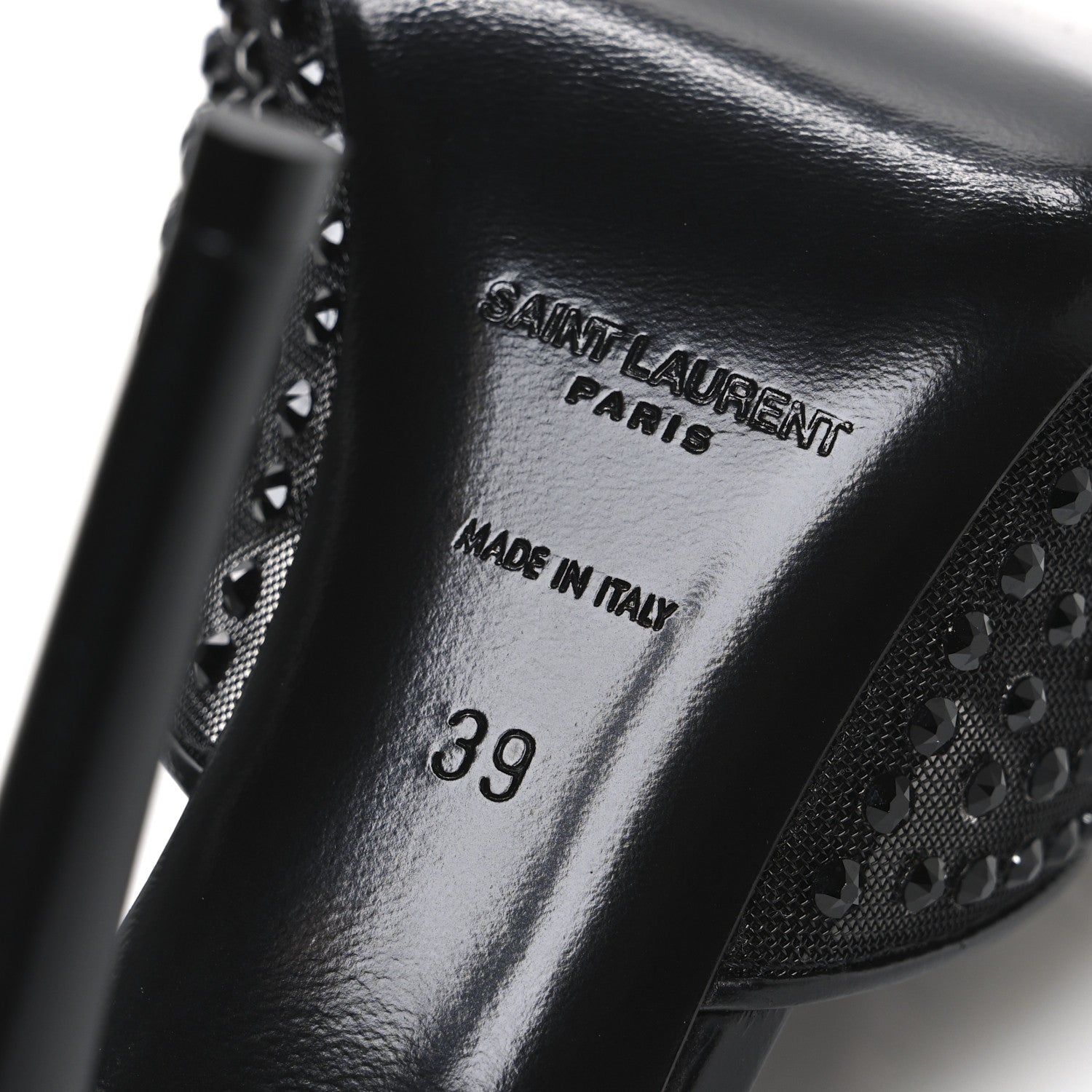 Saint Laurent Tulle Strass Gippy 110 Mule Sandals 39 Black Jet 8 of 10