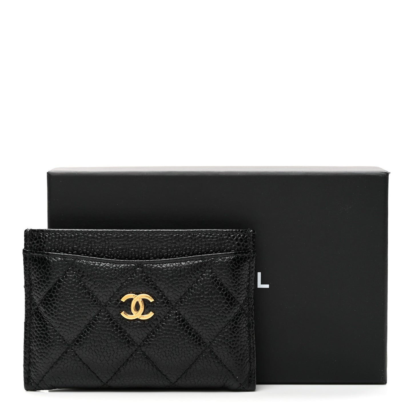 Caviar Quilted Card Holder Black