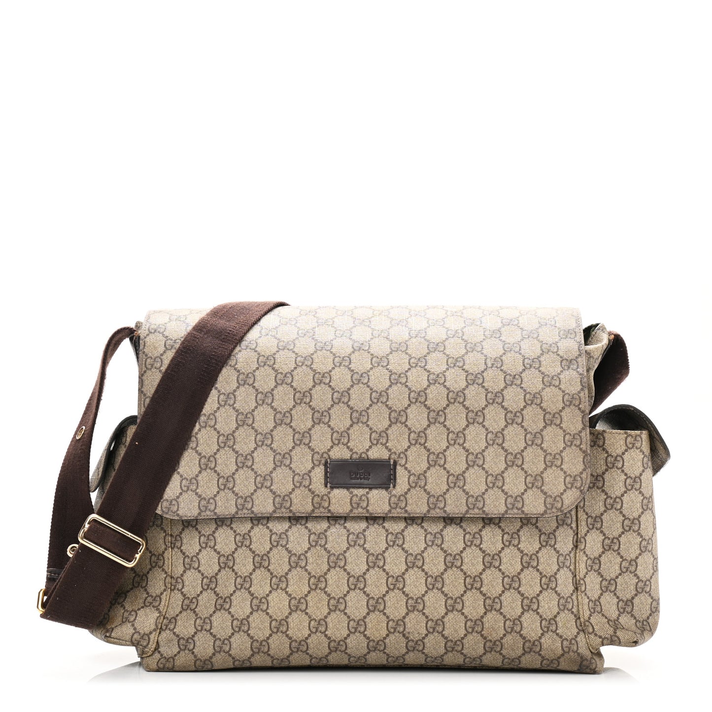 GG Plus Monogram Messenger Diaper Bag Dark Brown