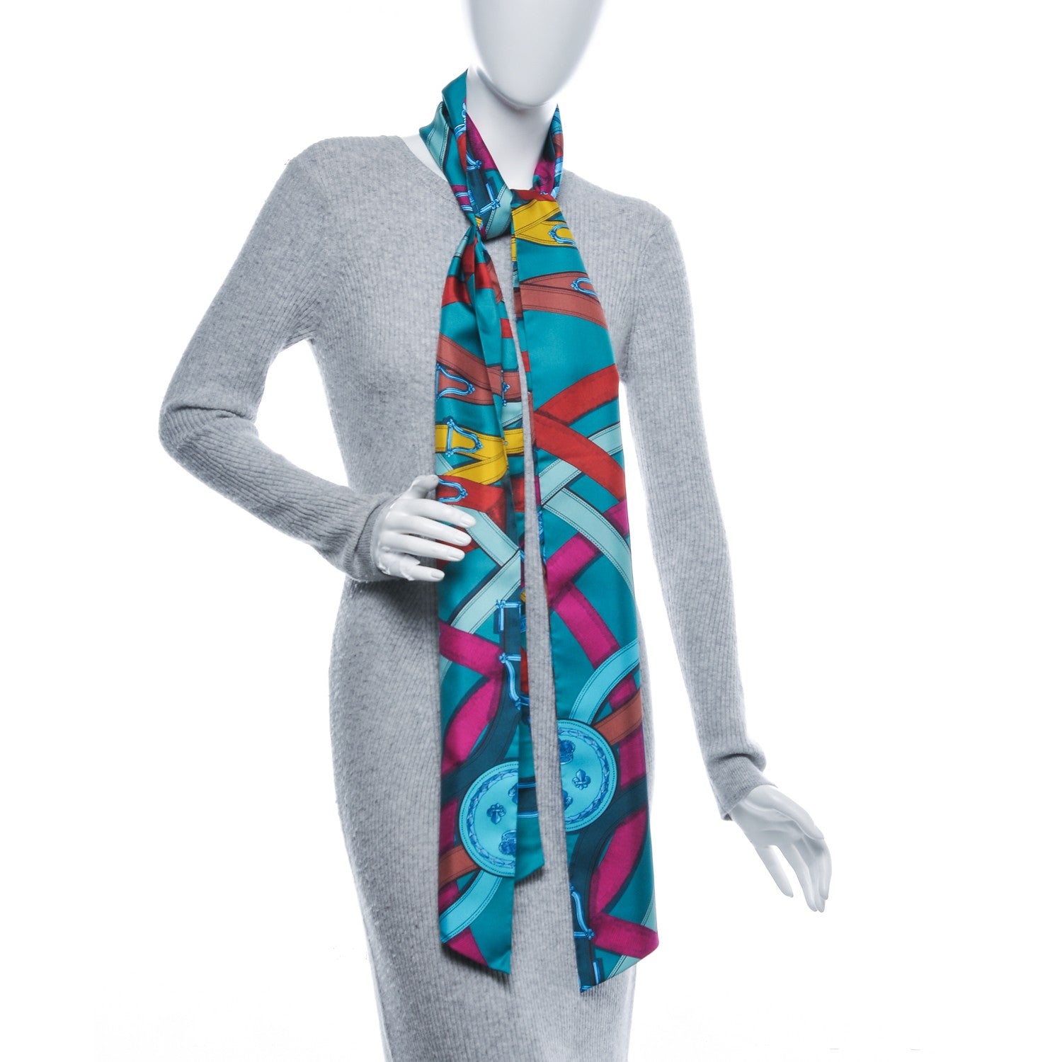 Hermes Silk Cavalcadour Maxi Twilly Canard Fuchsia Brique 2 of 5