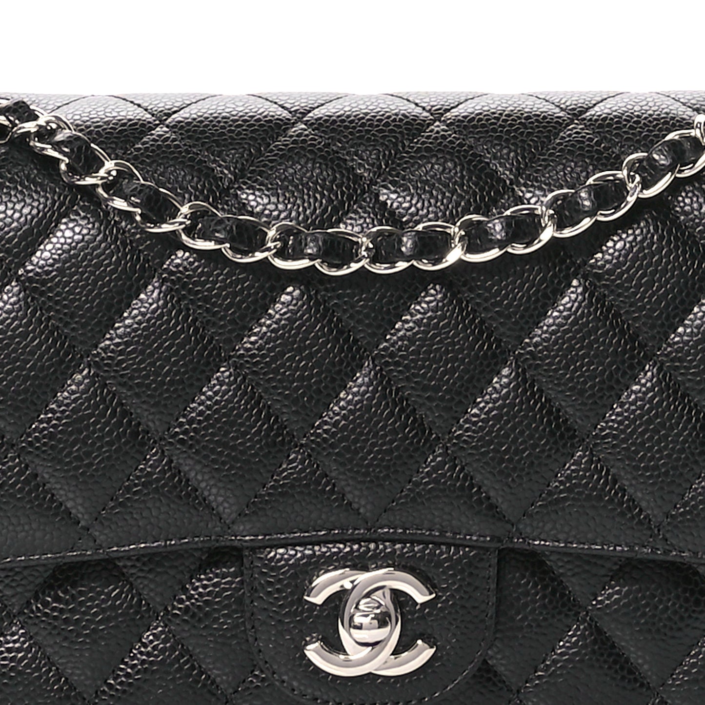 Caviar Quilted Medium Double Flap Black