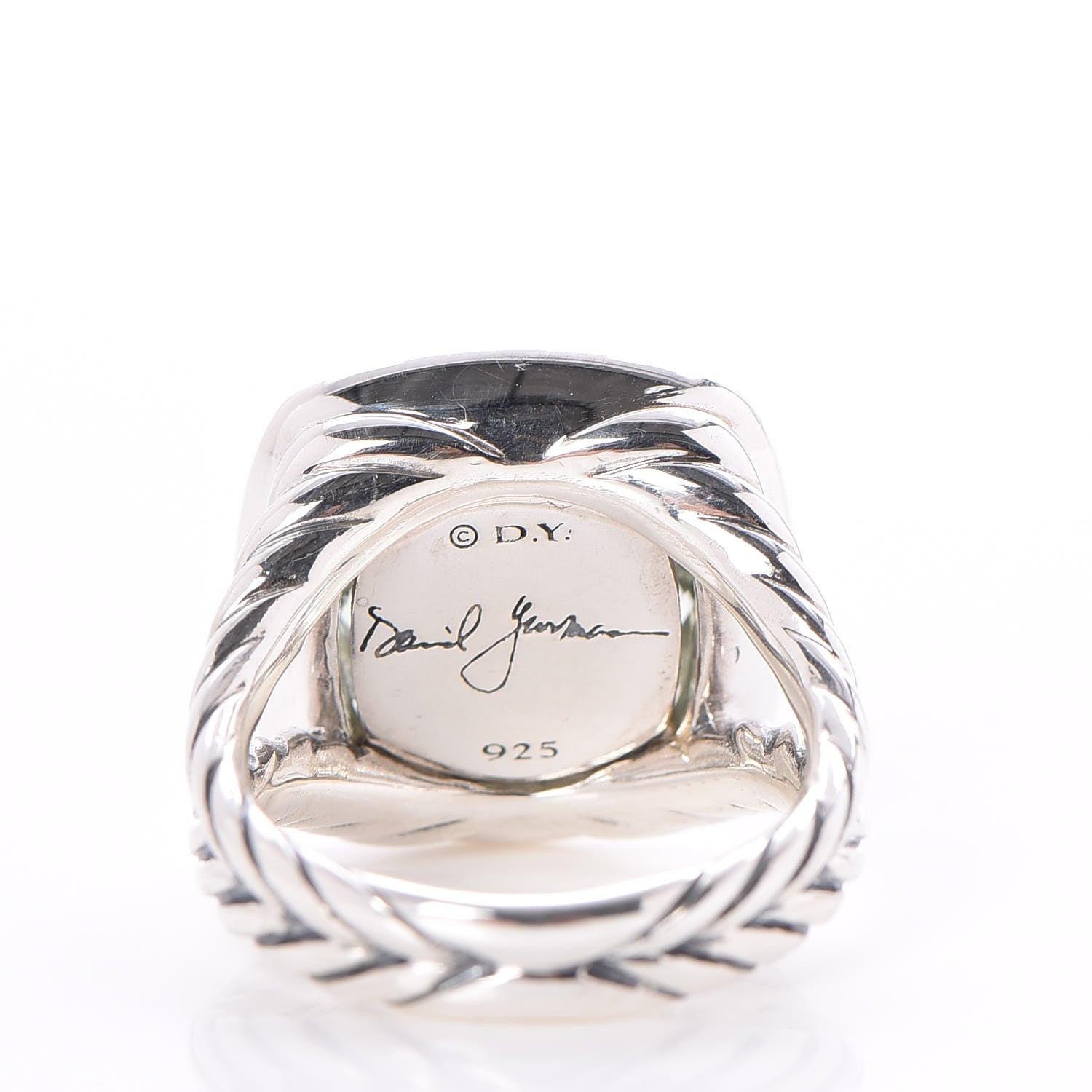 David Yurman Sterling Silver Diamond Prasiolite 14mm Albion Ring 54 7 5 of 5