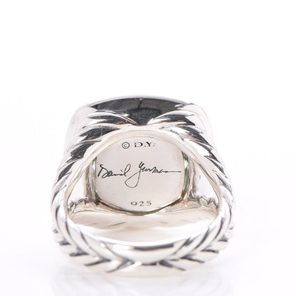 David Yurman Sterling Silver Diamond Prasiolite 14mm Albion Ring 54 7 5 of 5