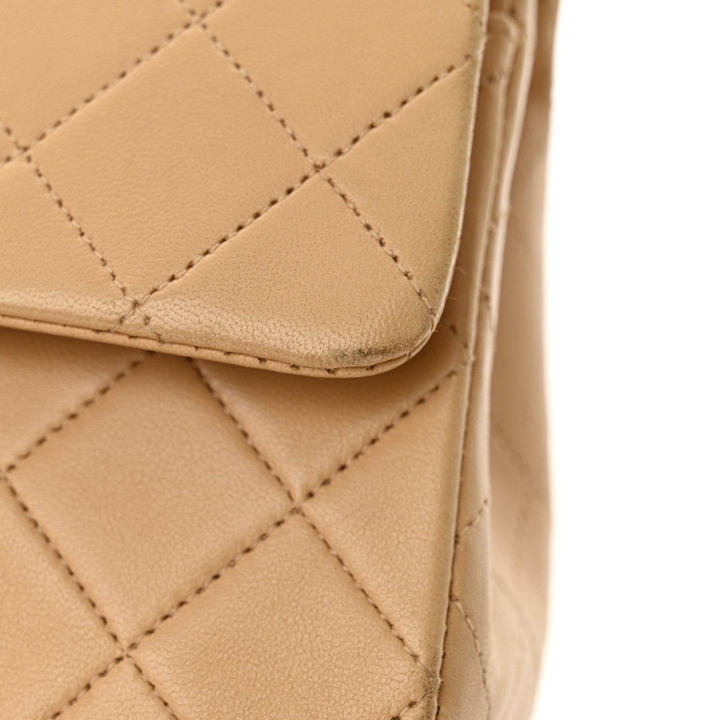 Lambskin Quilted Small Double Flap Beige