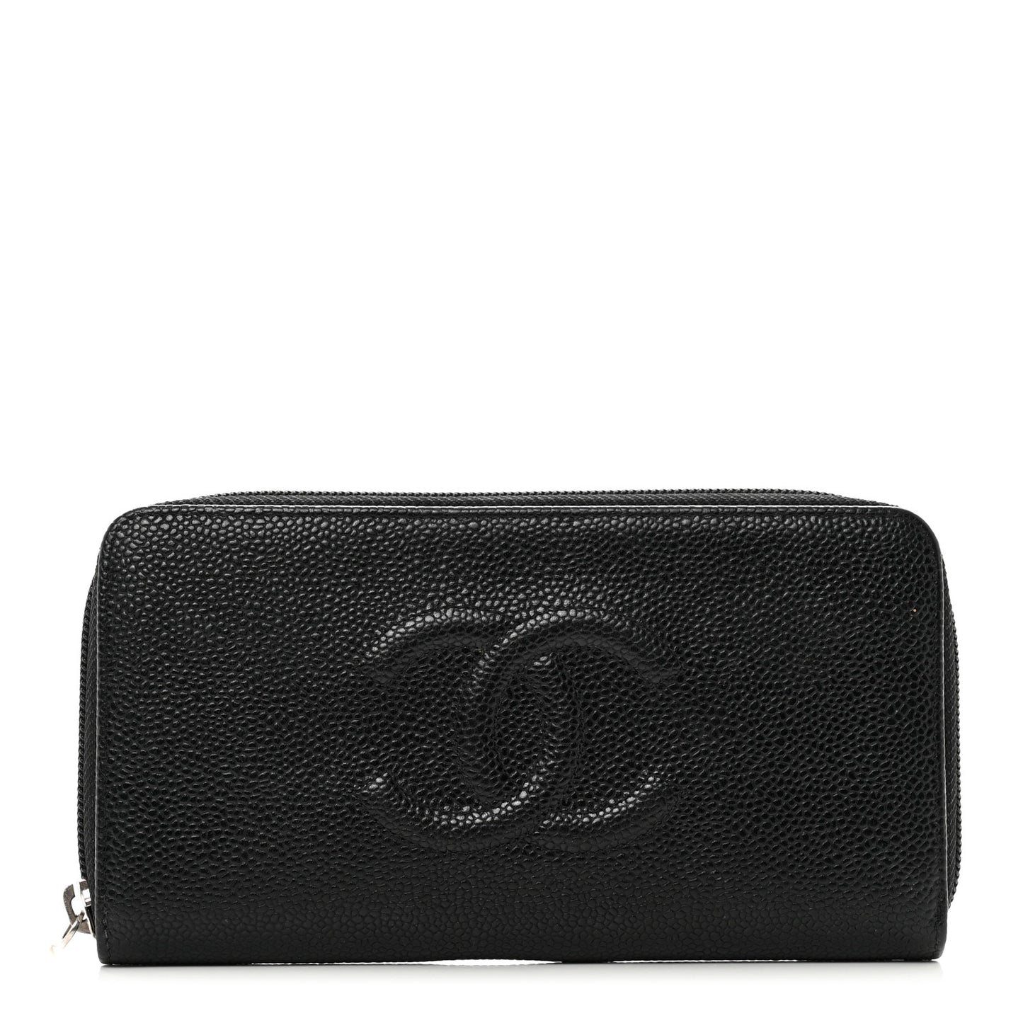 Caviar Large Timeless CC Zip Around Organizer Wallet Black
