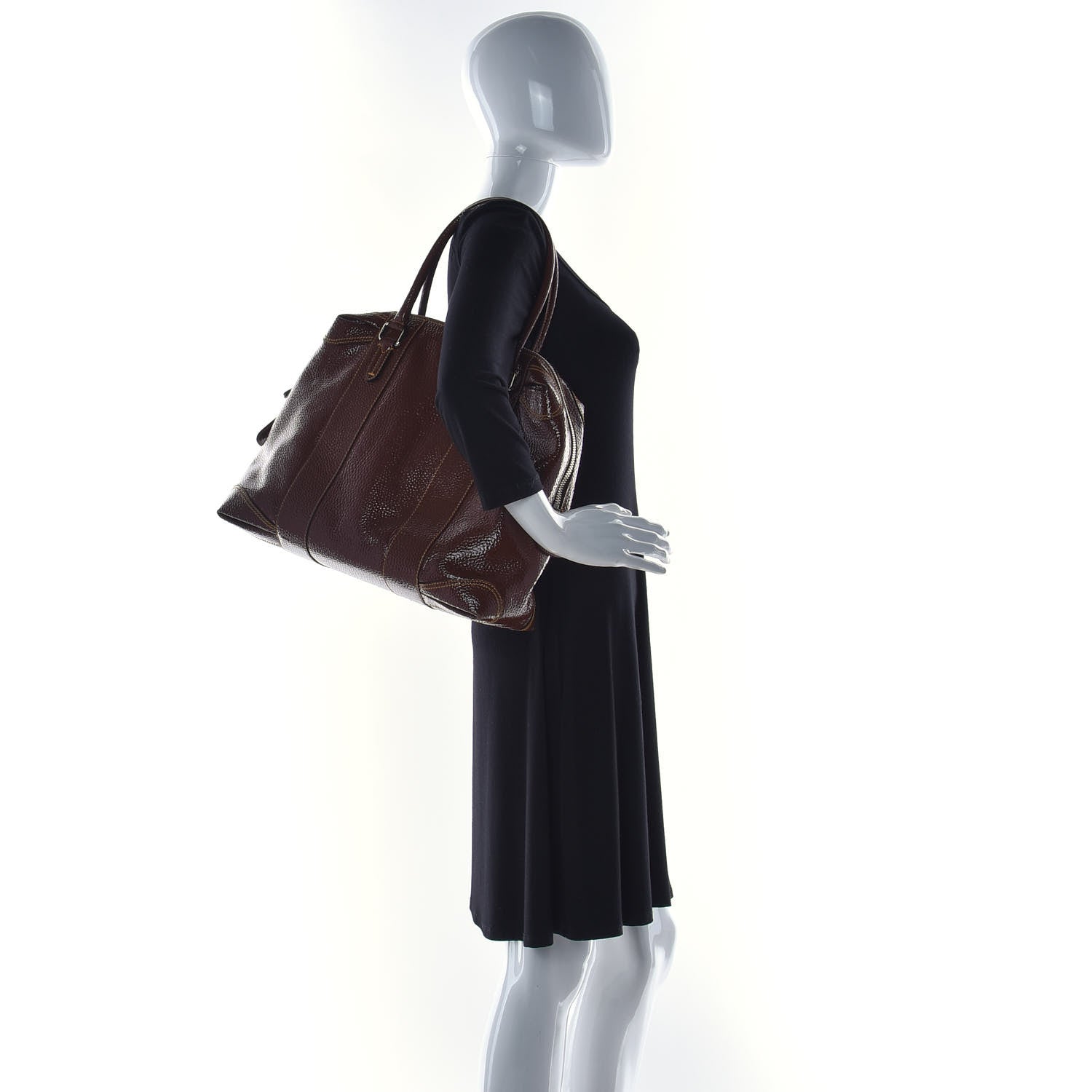 Fendi Grained Calfskin Large B Mix Tote Brown 2 of 18
