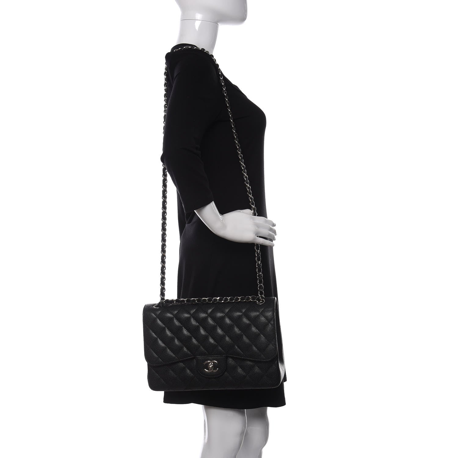 Chanel Caviar Quilted Jumbo Double Flap Black 2 of 11