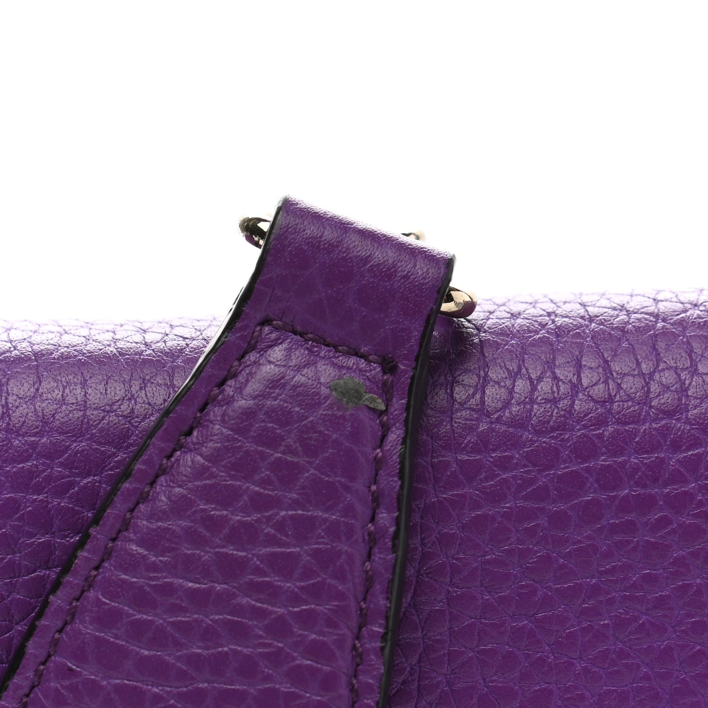 Pebbled Calfskin Soho Wallet on Chain Shine Purple