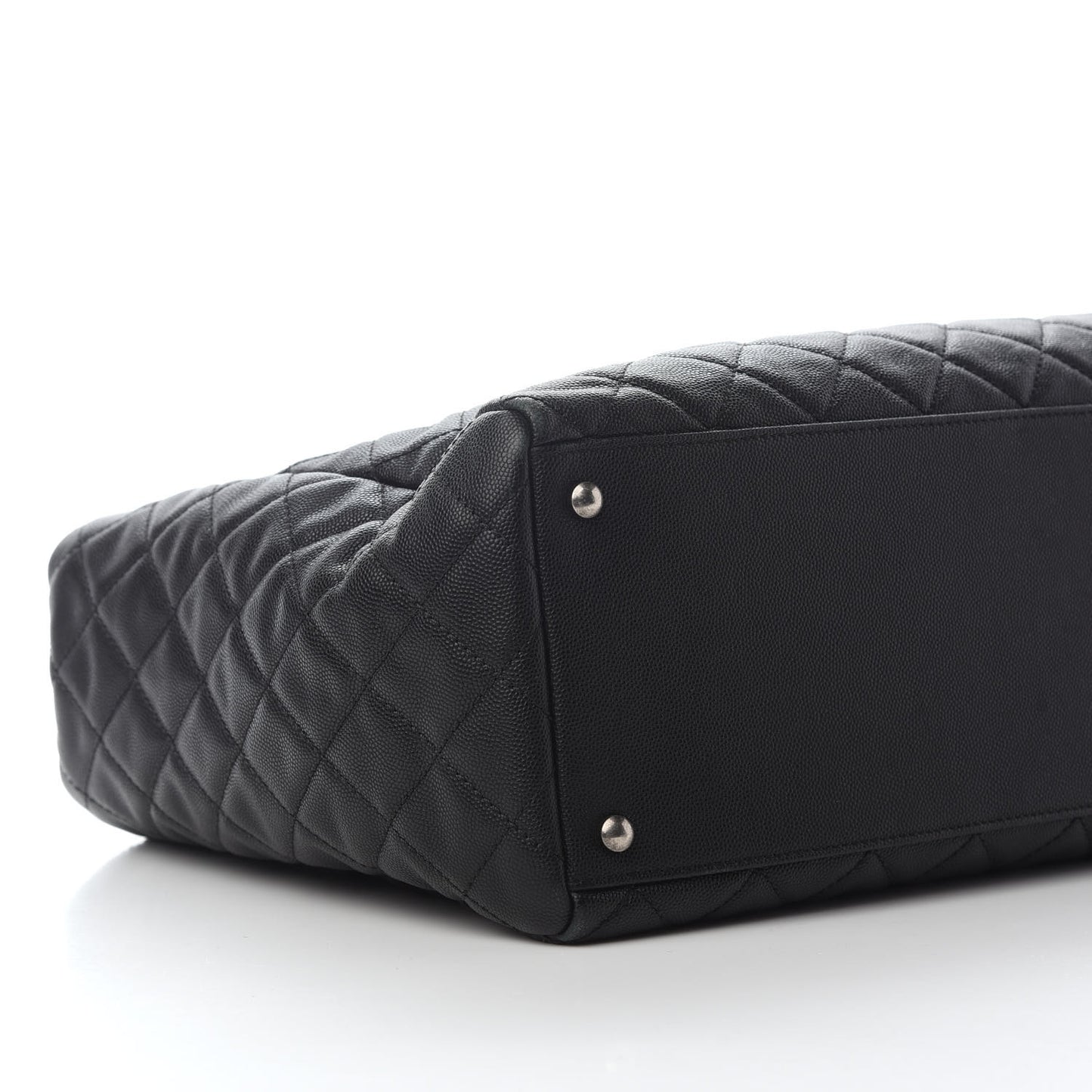 Caviar Quilted Large Coco Handle Shopping Tote Black
