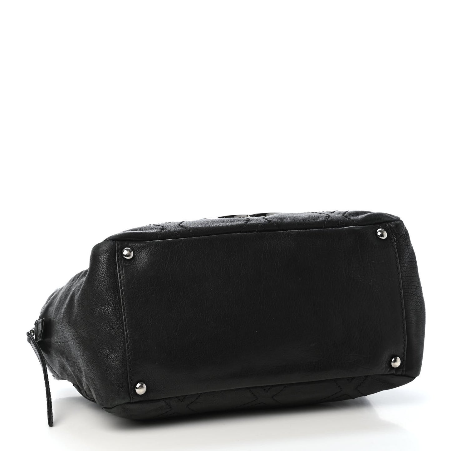 Calfskin Small Diamond Stitch Tote Black