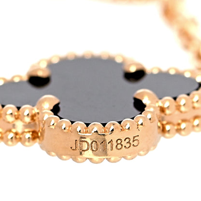 Van Cleef & Arpels 18K Yellow Gold Black Onyx 5 Motifs Vintage Alhambra Bracelet 5 of 7