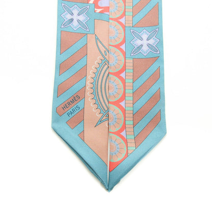 Hermes Silk Geometrie Cretoise Twilly Bleu Gris Corail 5 of 5