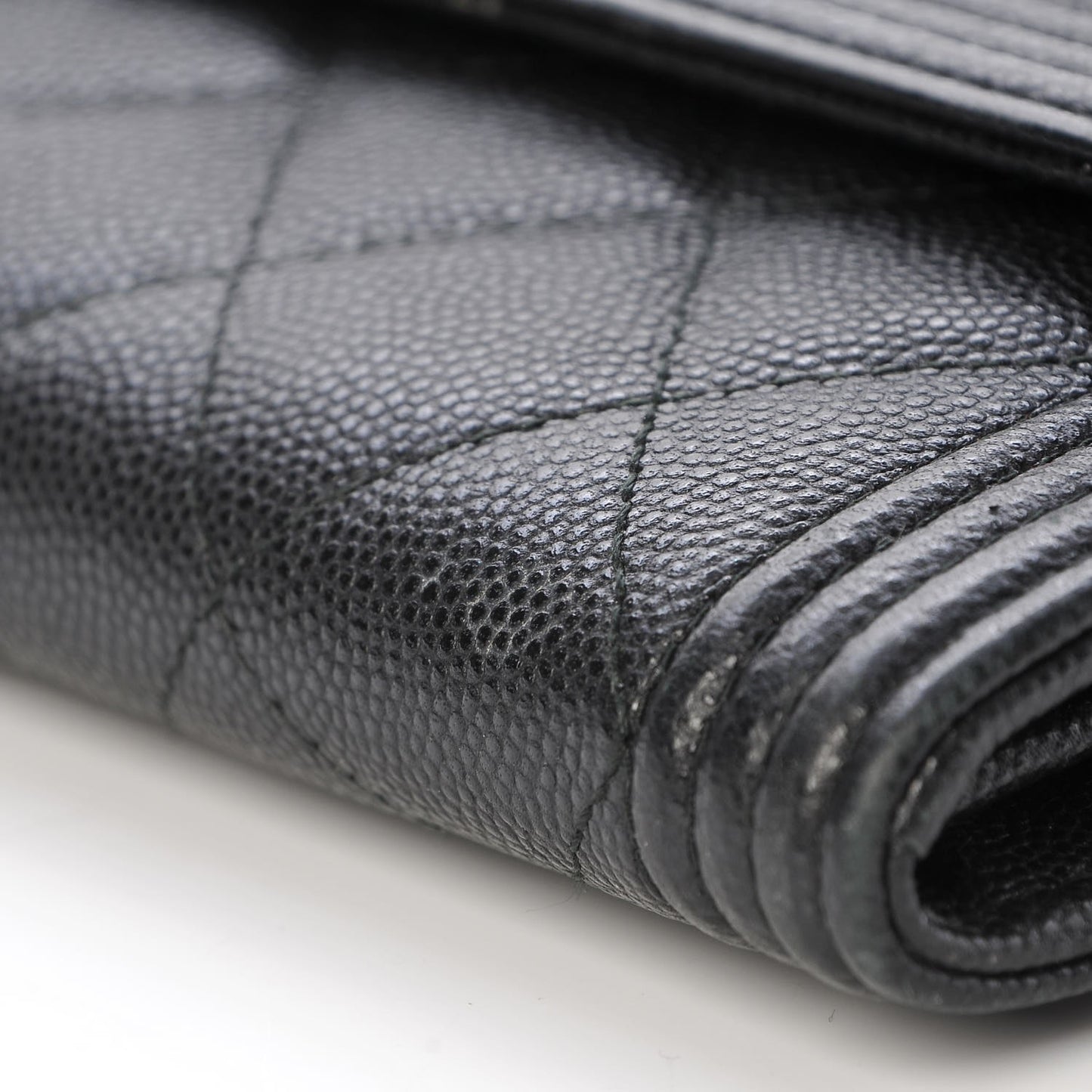 Caviar Quilted Boy Flap Wallet Black