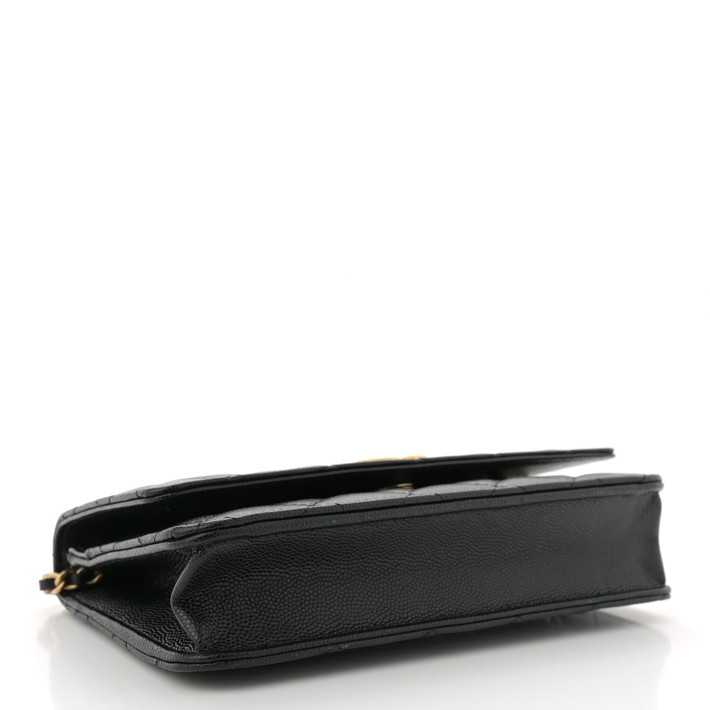 Caviar Quilted Textured CC Wallet On Chain WOC Black