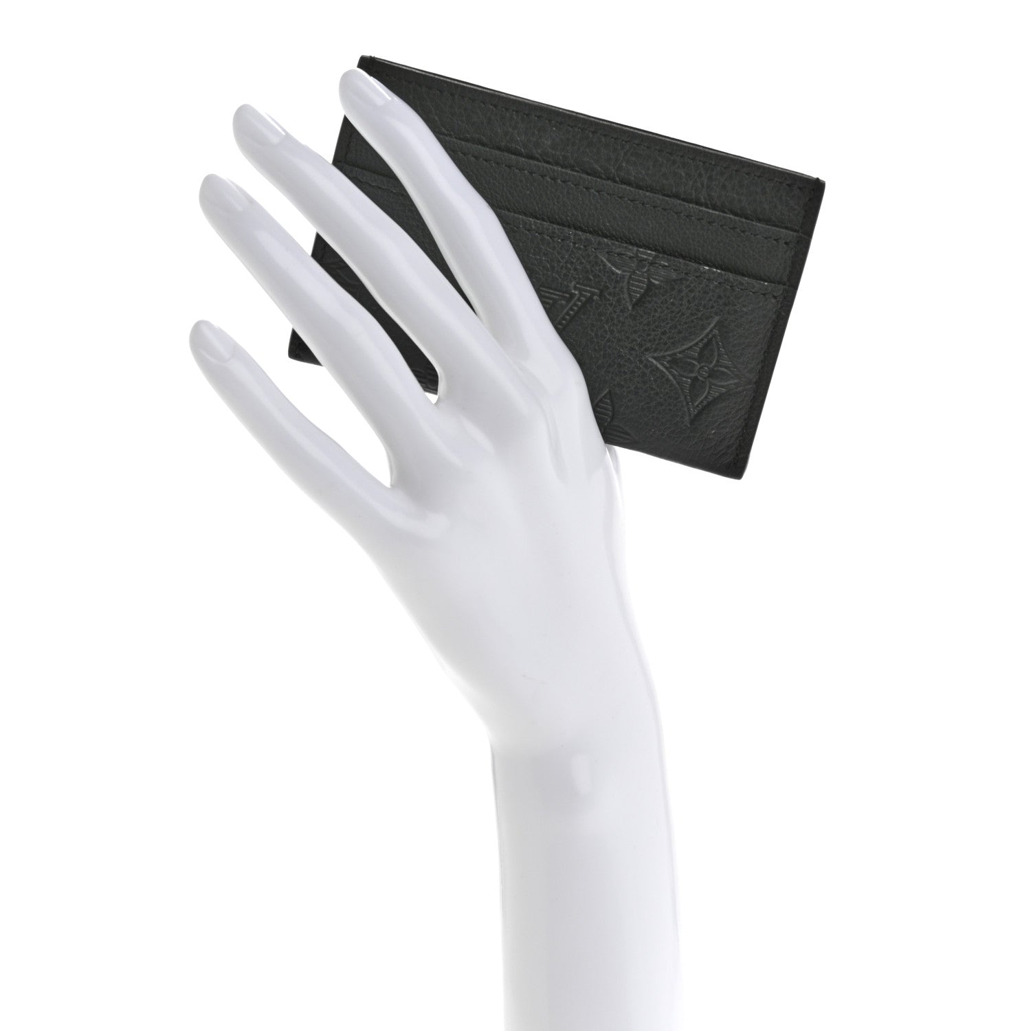 Louis Vuitton Calfskin Monogram Shadow Double Card Holder Black 2 of 6