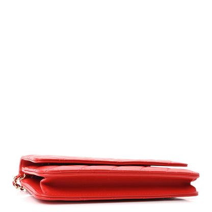 Chanel Lambskin Quilted Wallet On Chain WOC Red 3 of 10