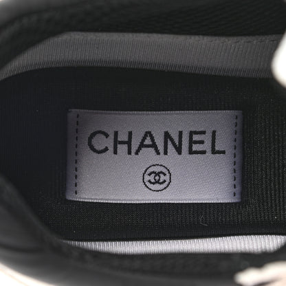 Chanel Mesh Suede Calfskin Grained Calfskin Womens CC Sneakers 39 White Black 7 of 8
