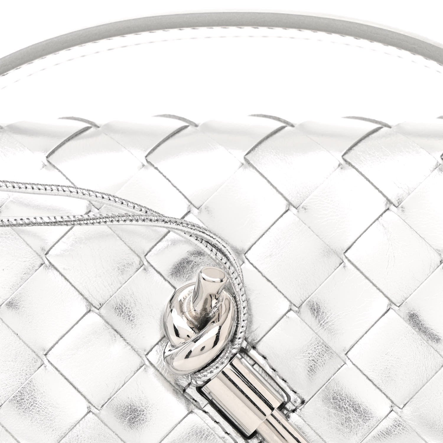 Bottega Veneta Metallic Nappa Intrecciato Long Andiamo Top Handle Silver 7 of 10