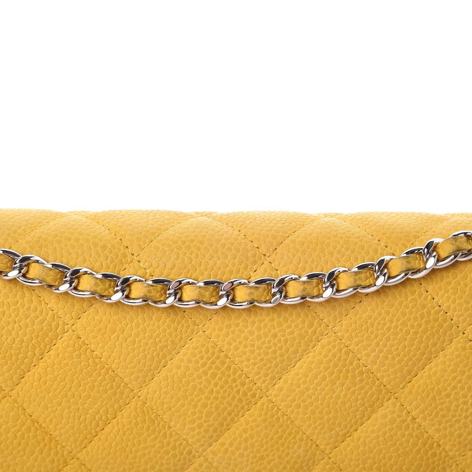 Chanel Iridescent Caviar Quilted Wallet on Chain WOC Yellow 16 of 16