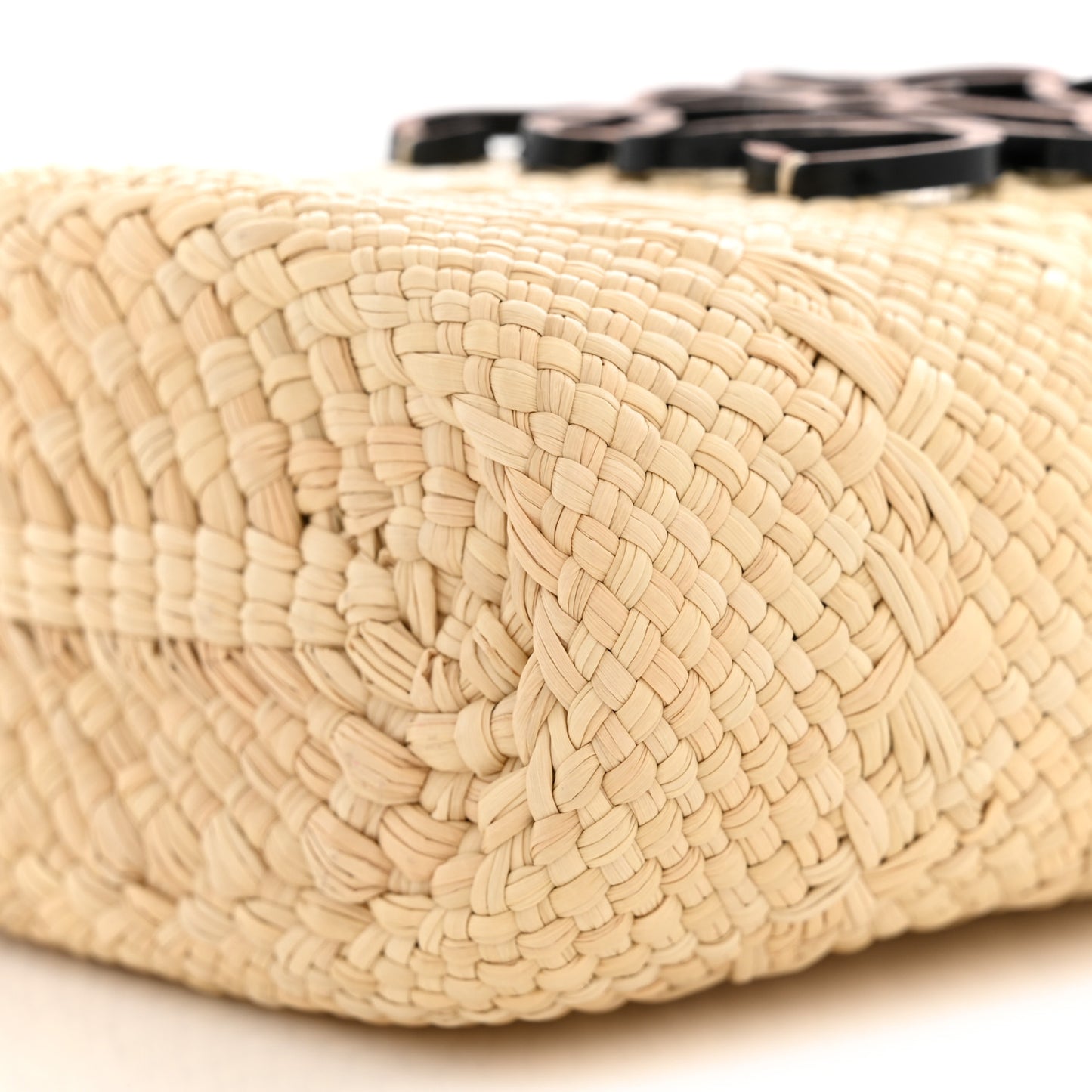 Calfskin Raffia Paulas Ibiza Square Bucket Bag  Natural Tan