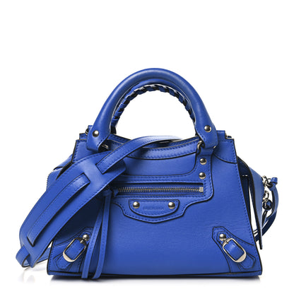Balenciaga Smooth Calfskin Neo Classic Silver Hardware Mini City Bleu 1 of 8
