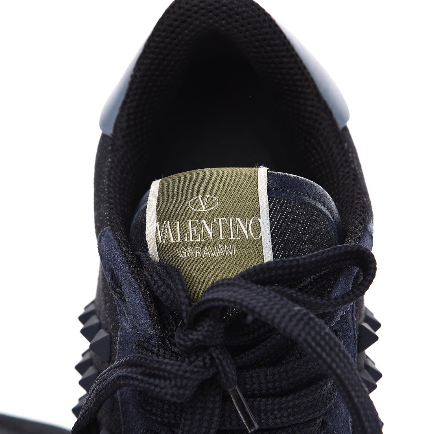 Valentino Garavani Denim Calfskin Suede Womens Rockstud Sneakers 36 Deep Denim 7 of 10