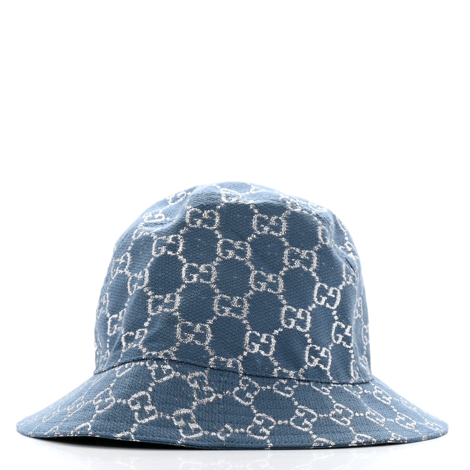 Gucci Canvas Lame GG Monogram Bucket Hat XS Light Blue Silver 5 of 9
