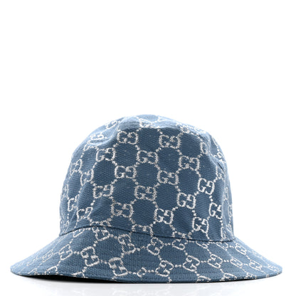 Gucci Canvas Lame GG Monogram Bucket Hat XS Light Blue Silver 5 of 9