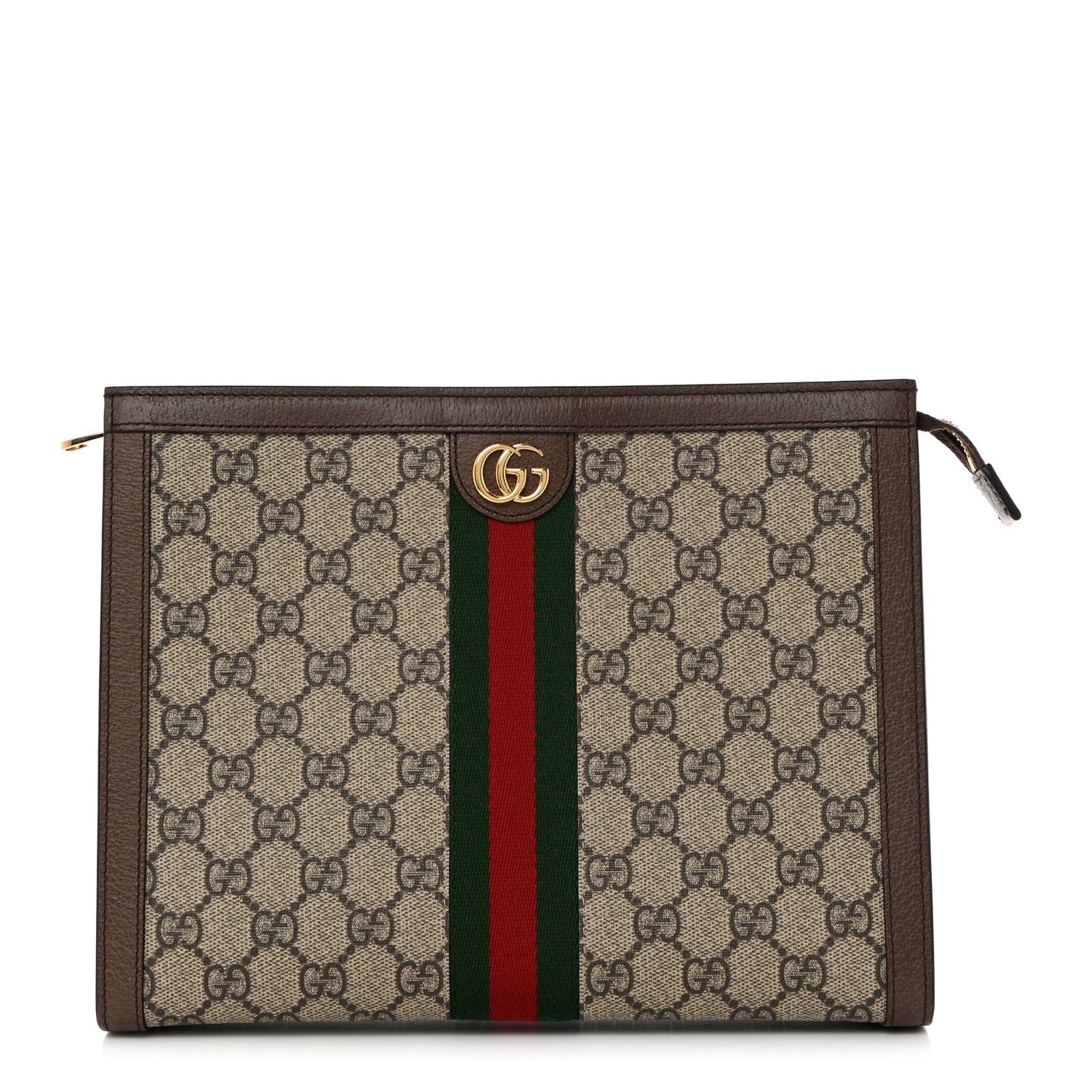 GG Supreme Monogram Web Ophidia Pouch Brown