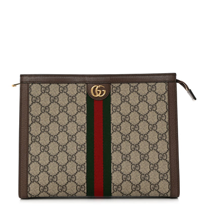 Gucci GG Supreme Monogram Web Ophidia Pouch Brown 1 of 10