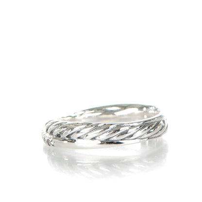 David Yurman Sterling Silver Pave Diamond 5mm Crossover Ring 53.5 6.75 3 of 4