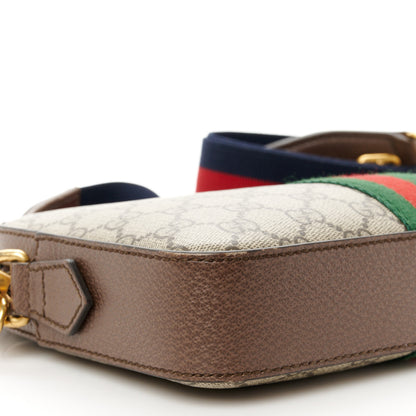 Gucci GG Supreme Monogram Textured Dollar Calfskin Web Ophidia Wristlet Shoulder Bag Beige Ebony New Acero 10 of 14