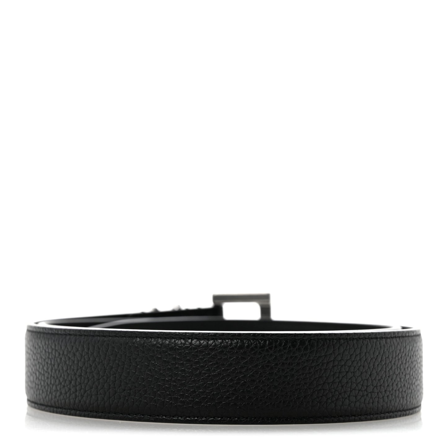 Grained Calfskin Monogram Cassandre Square Buckle Belt 85 34 Black