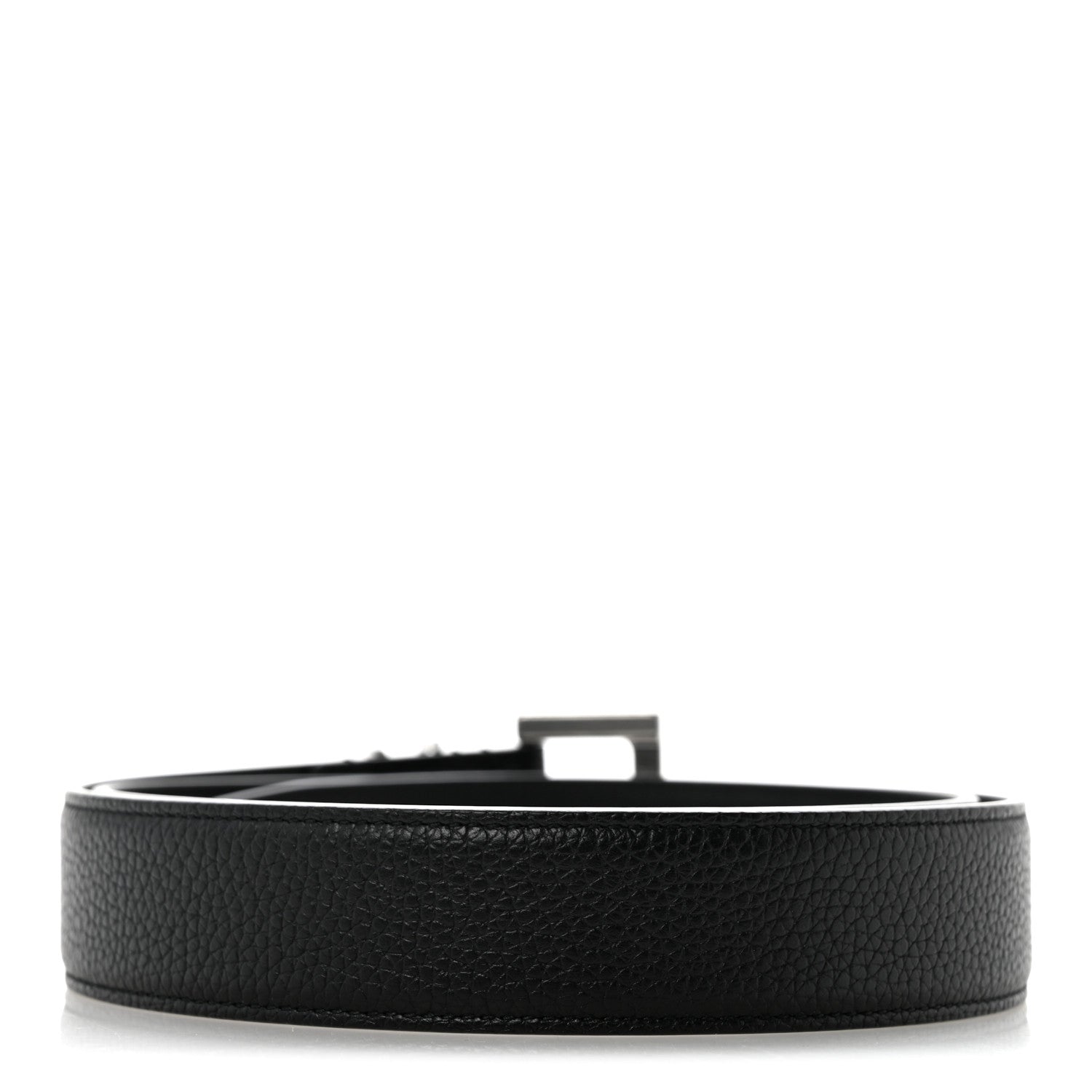 Saint Laurent Grained Calfskin Monogram Cassandre Square Buckle Belt 85 34 Black 2 of 8