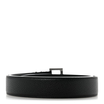 Saint Laurent Grained Calfskin Monogram Cassandre Square Buckle Belt 85 34 Black 2 of 8