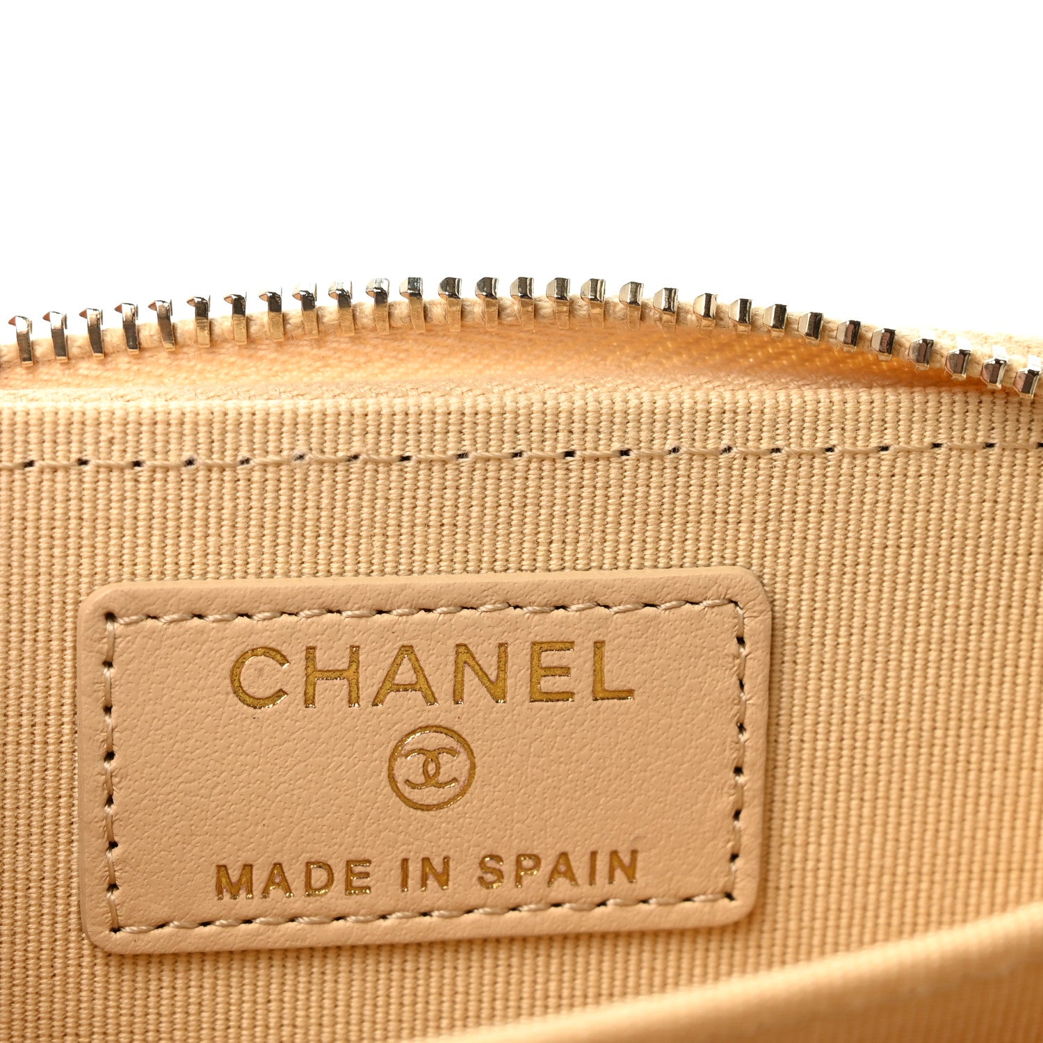 Chanel Caviar Quilted Zip Around Coin Purse Beige 6 of 8