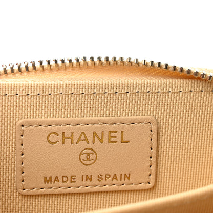 Chanel Caviar Quilted Zip Around Coin Purse Beige 6 of 8