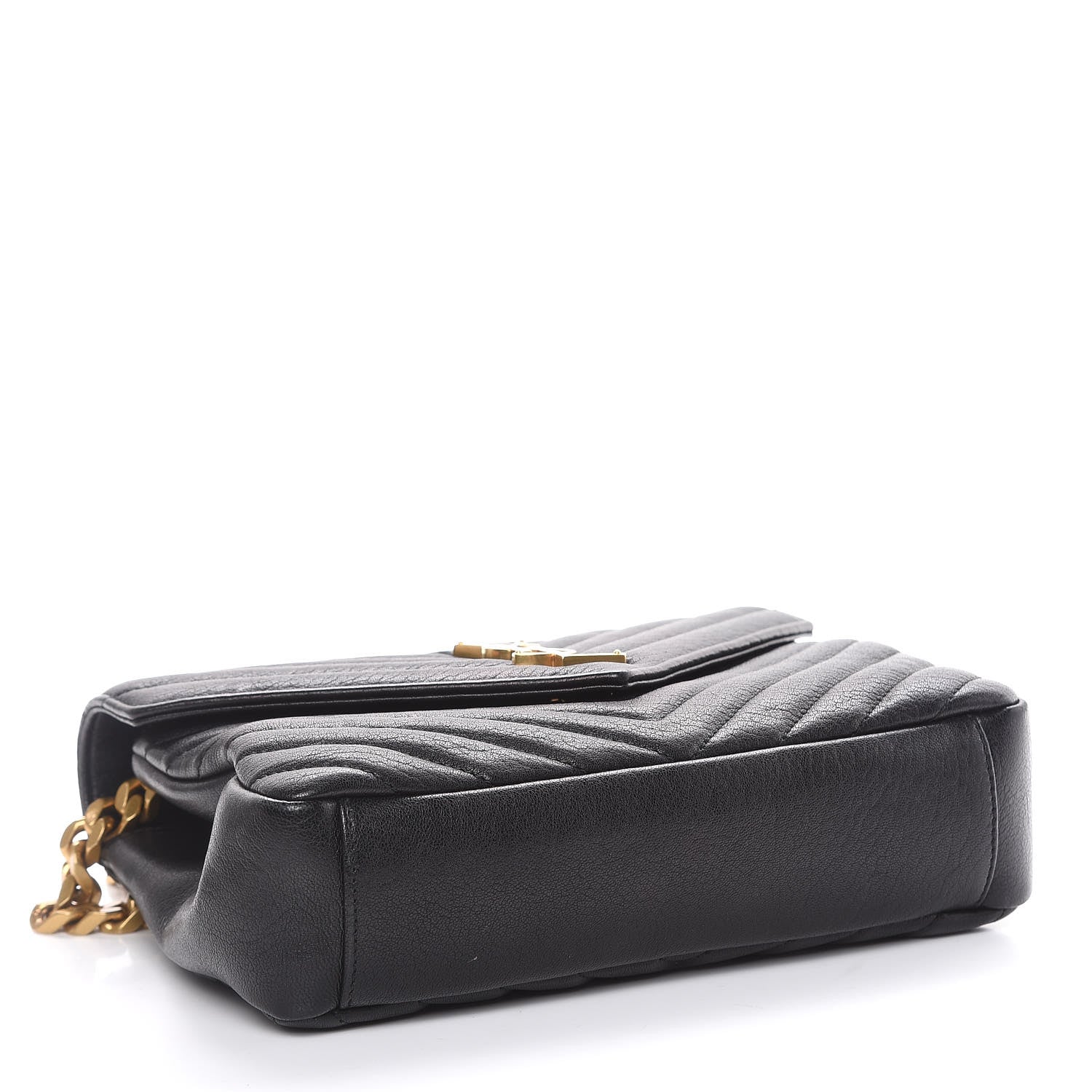 Saint Laurent Sheepskin Matelasse Chevron Monogram Medium College Bag Black 4 of 13