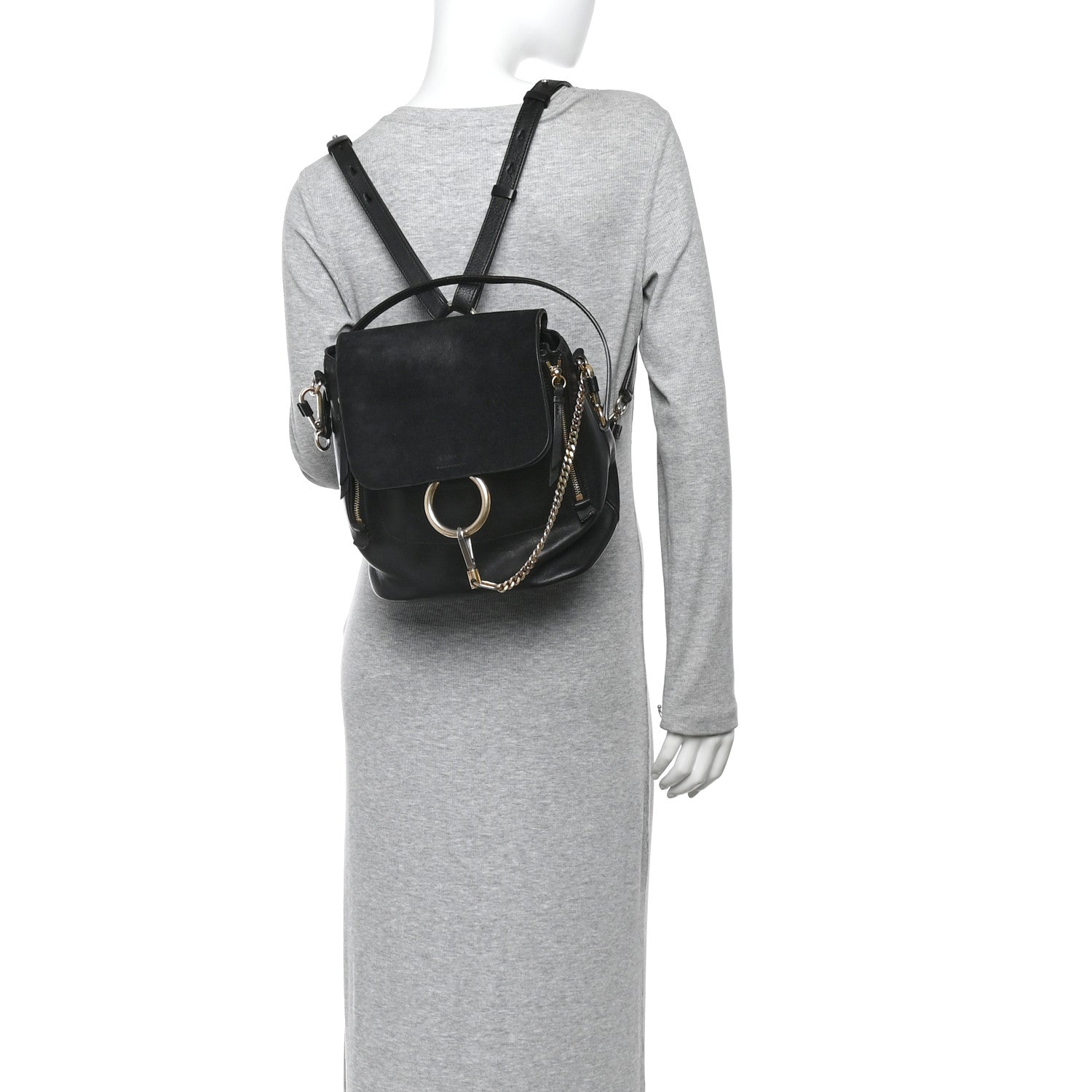 7 small faye suede & leather backpack Chloe Faye Medium Suede & Leather Backpack, Black, Women's