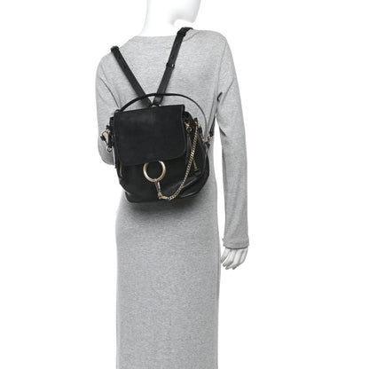 chloe faye mini backpack black Chloe Faye Medium Suede & Leather Backpack, Black, Women's