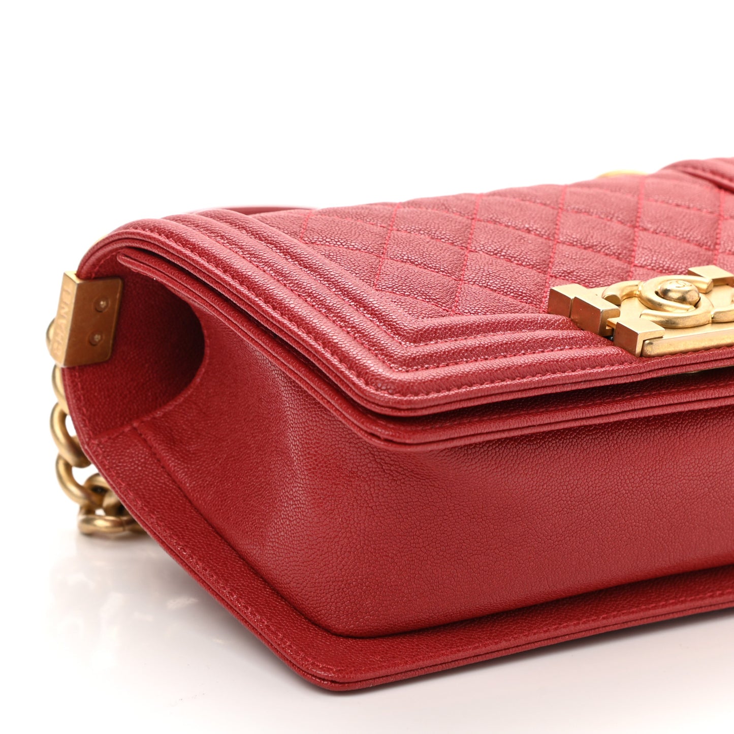 Caviar Quilted Small Boy Flap Red